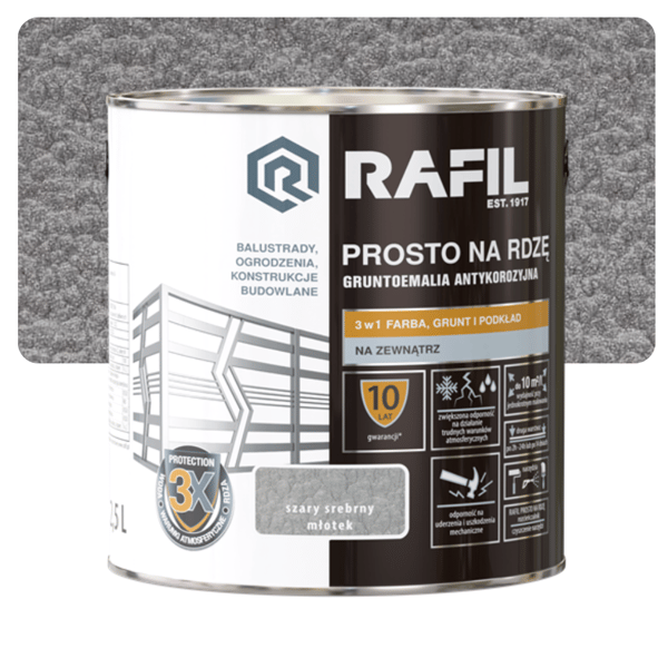 RAFIL ROSTFÄRG RAKT SILVERGRÅ HAMMARE 2,5L