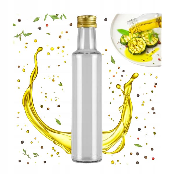 10x Dorica glasflaskor 250ml klarglasflaska för olja och vinäger