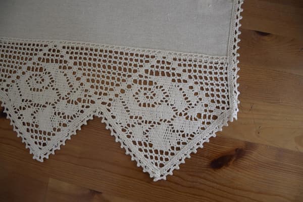 Beige ZAZDOSTKA Naturgardin 30/100 Glat Materiale + Blonde