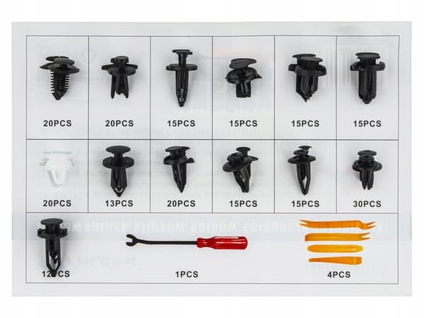 CLIPS PINDE CLIPS BIL UNIVERSELLE 229 STK + POLSTRINGSAFTRÆKKERE