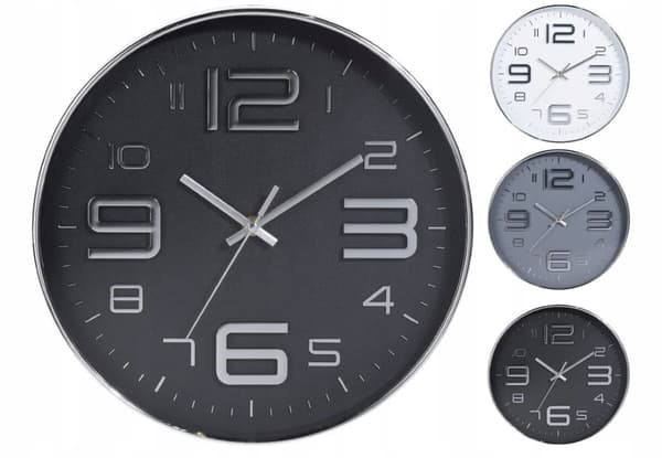 Dekorativ väggklocka 30 cm rund silverfärgad