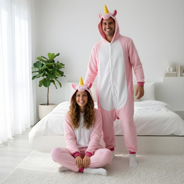 Kigurumi-pyjamas enhörning rosa storlek M 155-165 cm