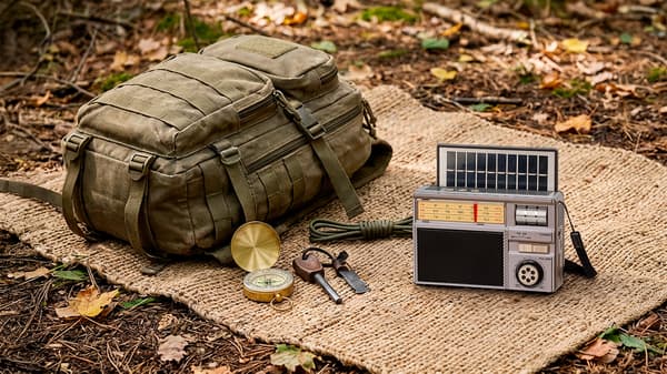 Bärbar analog solradio FM Kruger&Matz Bluetooth AUX ackumulator