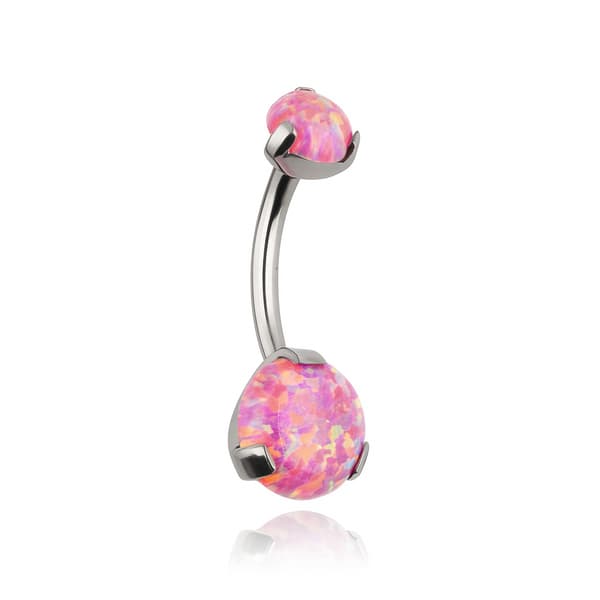 Titanium navlering med pink opal - sølv - TPP-012 1.6/10/4-6