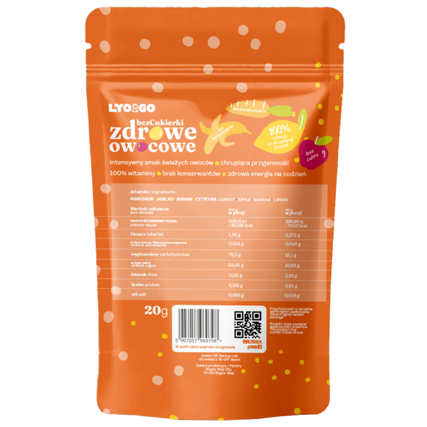 Karkittomat terveelliset hedelmäkarkit - appelsiini - 20 g