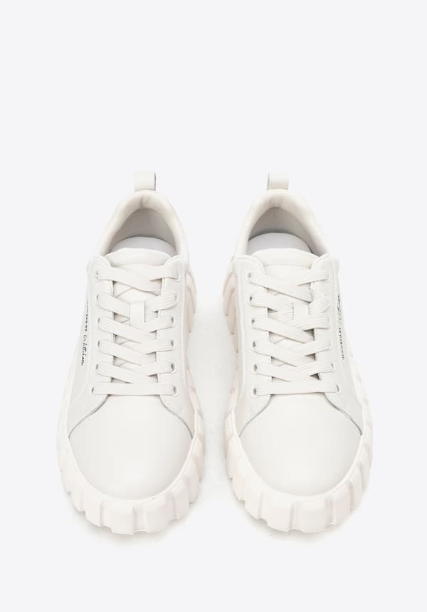 Wittchen Women's Leather High Platform Sneakers Off-White Off-White Genuine Leather