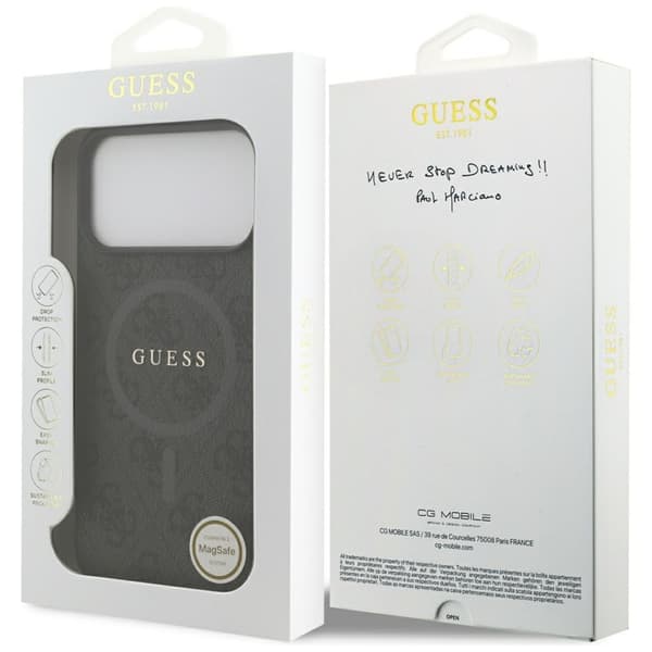 Guess 4G Ring Classic Logo MagSafe - iPhone 17 Pro Max -kotelo (musta)