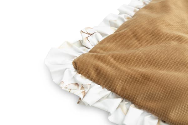 Sammetsbarnvagnsset med volang Dream Beige