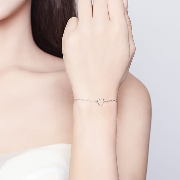 Fint silverarmband med hjärta, silver 925
