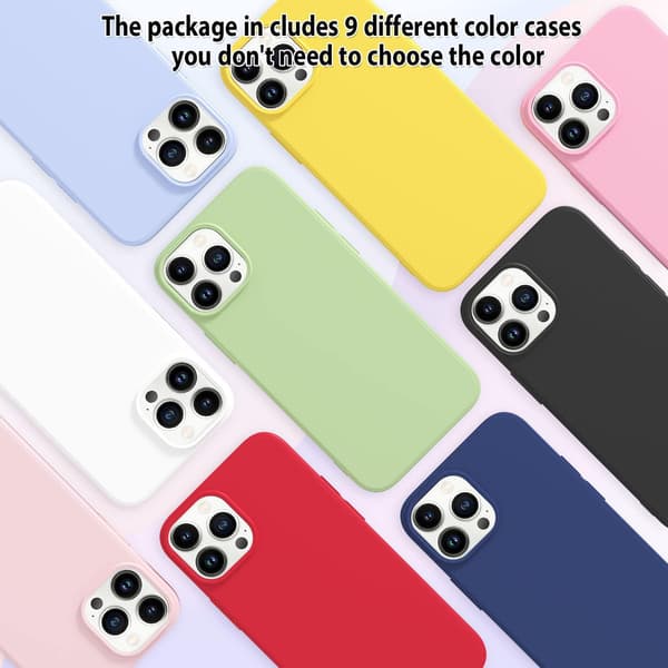 ETUI TIL APPLE IPHONE 13 PRO MED FARVERIG SILIKONE BAGSIDER, 9 STK.