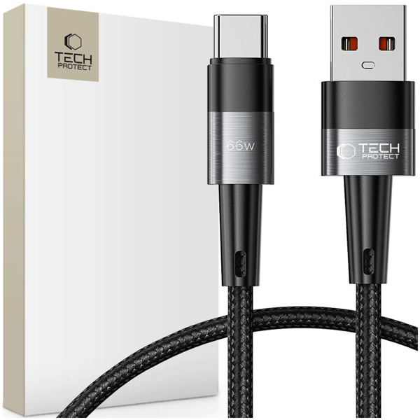 TECH-PROTECT ULTRABOOST TYP-C-KABEL 66W/6A 25CM GRÅ