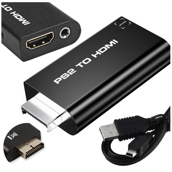 PlayStation PS2 til HDMI + audio jack 3,5mm konverter adapter