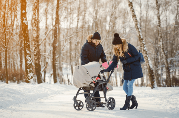 Rosa muffhandskar för barnvagn, isolerad päls vinter