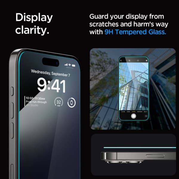 Härdat glas Spigen Glas.TR EZ Fit 2-pack iPhone 15 Pro Max Klar