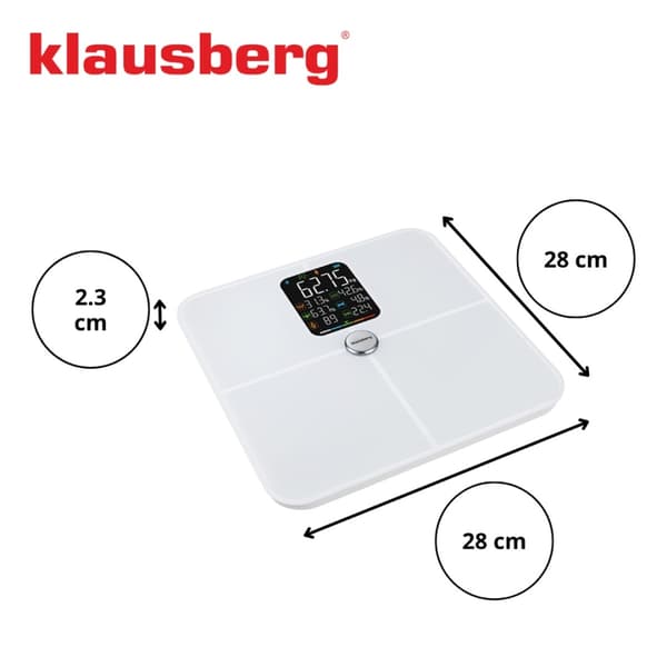 ÄLYKÄS IOS ANDROID ANALYYTTINEN KYLPYHUONEVAAKA KLAUSBERG KB-7941