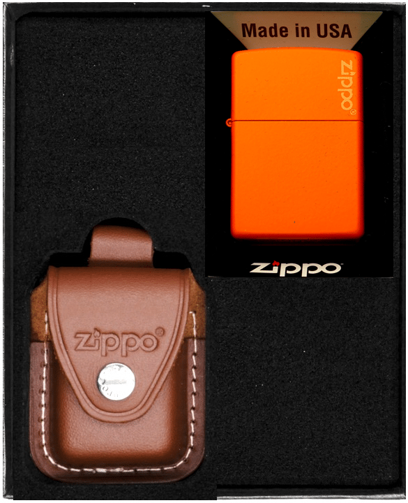 ZIPPO Lighter ORANGE MAT LOGO Gavesæt nr. 2