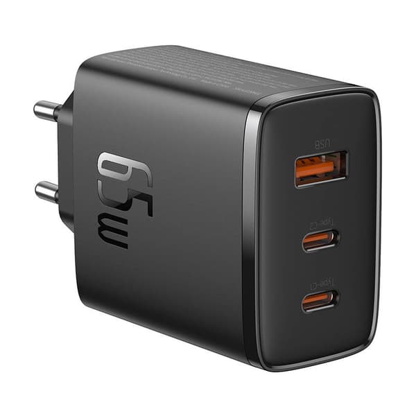 Baseus OS-Cube Pro 2xUSB-C + USB vægoplader, 65W (sort)