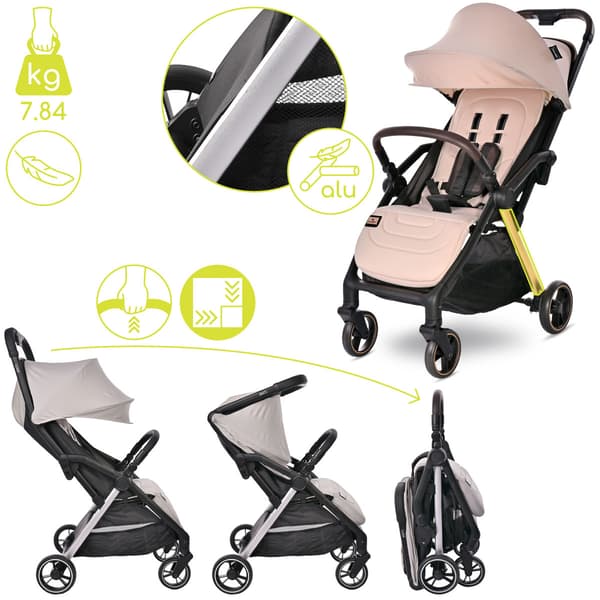 Lorelli Loret - klapvogn med automatisk foldning op til 22 kg | Beige