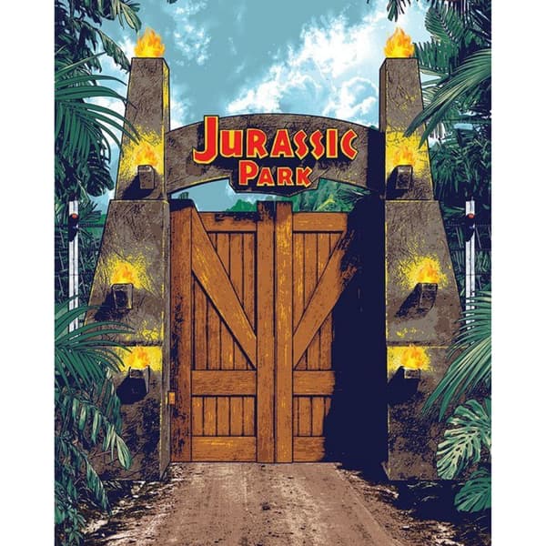 MALING EFTER TAL Billeder til maling Jurassic Park Gate 40x50 cm