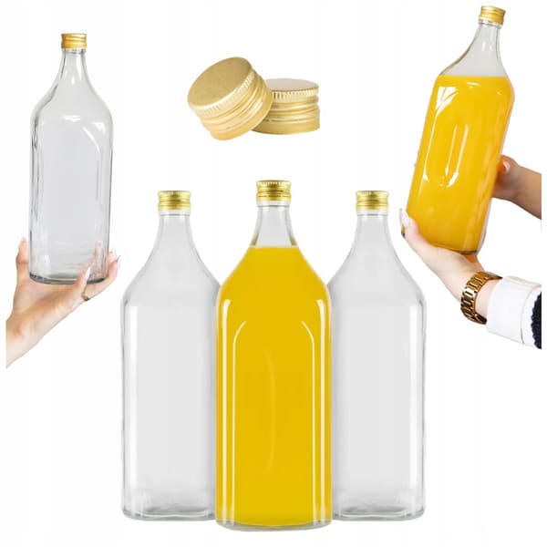 5x Glasflaskor GALON DANIEL 1,75L DAMA FÖR VIN WHISKY VODKA TJOCKT GLAS