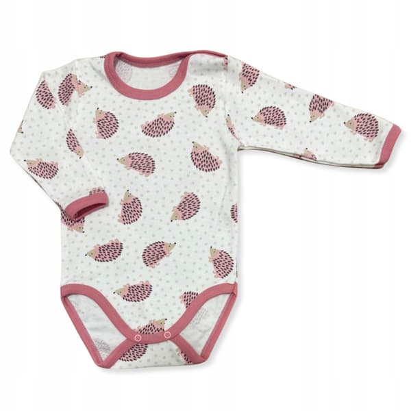 Body för flicka 98 lång ärm Producent bomull 100% Rosa igelkottar