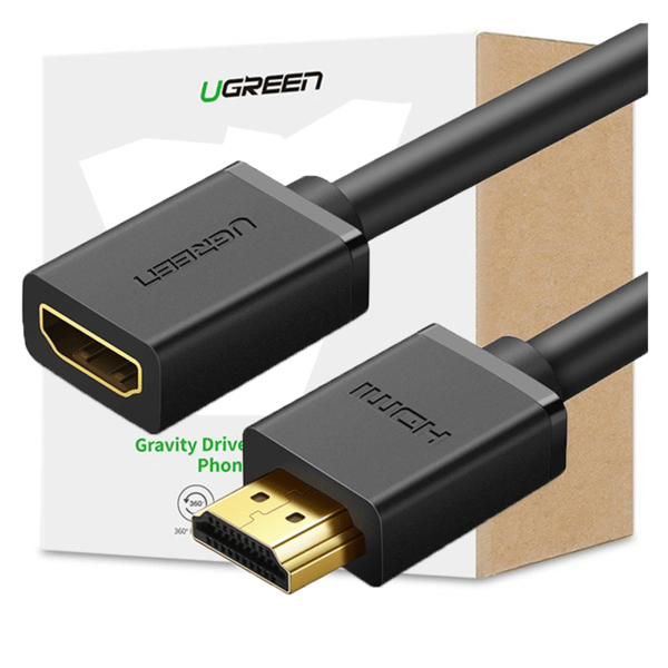 HDMI han til HDMI hun kabel UGREEN HD107, FullHD, 3D, 1m (sort)