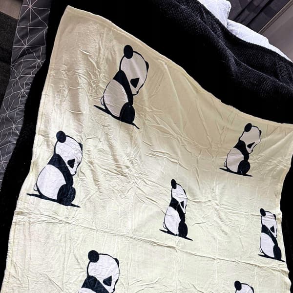 Varm vinter fleece panda tæppe 130x150