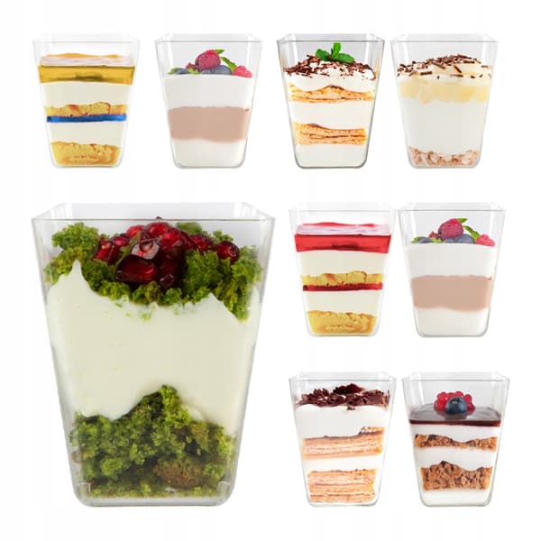 KOPPER DESSERTBEHOLDERE 150 ml 24 stk. FIRKANTEDE kopper til snacks
