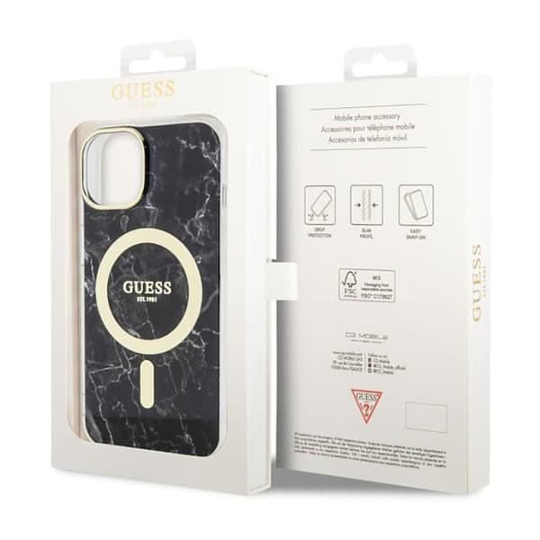 Guess Marble MagSafe - iPhone 14-skal (svart)