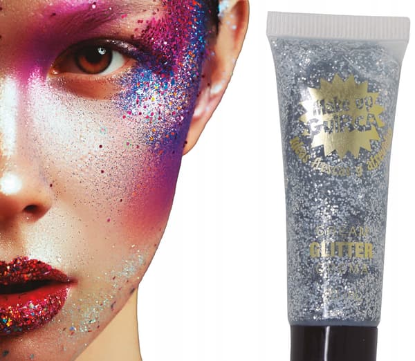 Silverglitter ansiktsmålning Halloween smink Smink
