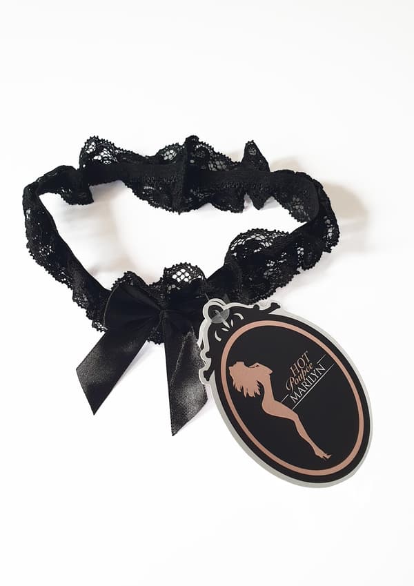 Spetsstrumpband med rosett - Kery ONE SIZE BLACK