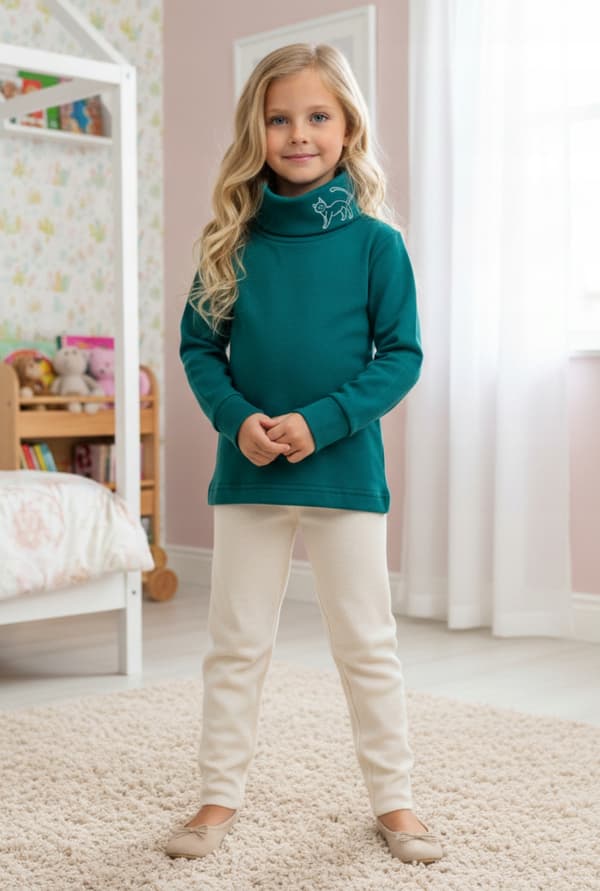 Barn TURTLENECK 122 SWEATSHIRT Barn T-SHIRTBLUS med FLASKtryck