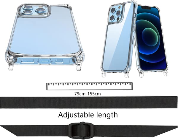 LÄPINÄKYVÄ SILIKONIKUORI APPLE IPHONE 11 PRO:LLE + MUSTA KAULA A2160
