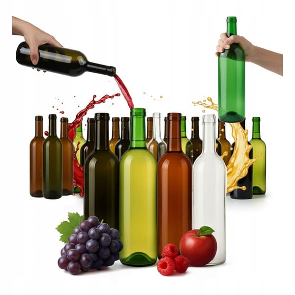 40x Vinflaskor 750ml Bordeaux Olivgrön Brun Vit SET