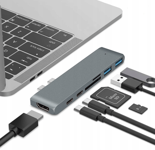 USB-C-adapter med Thunderbolt och HDMI-hubb för MacBook Pro Air