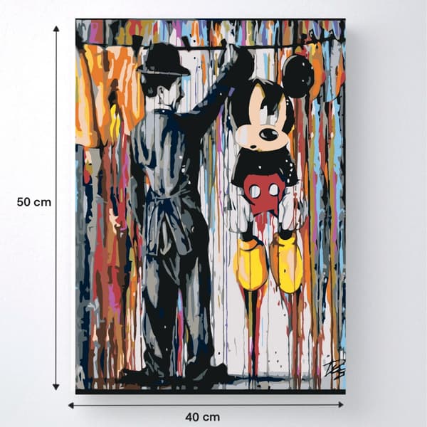 MALING EFTER TAL MED RAMME Billeder til maleri - Mickey Mouse 40x50 cm