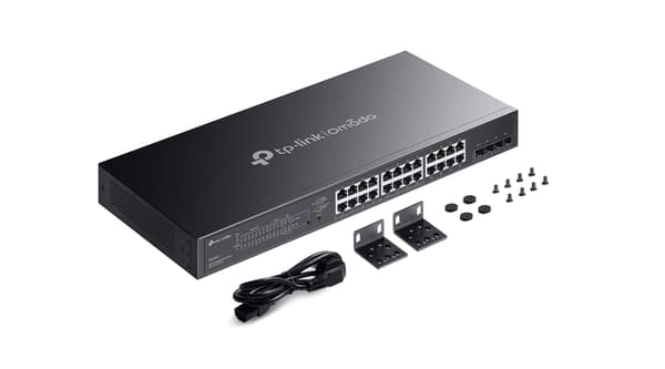 TP-LINK SG2428LP Netværksswitch, 24 Gigabit-porte, PoE+, Grå