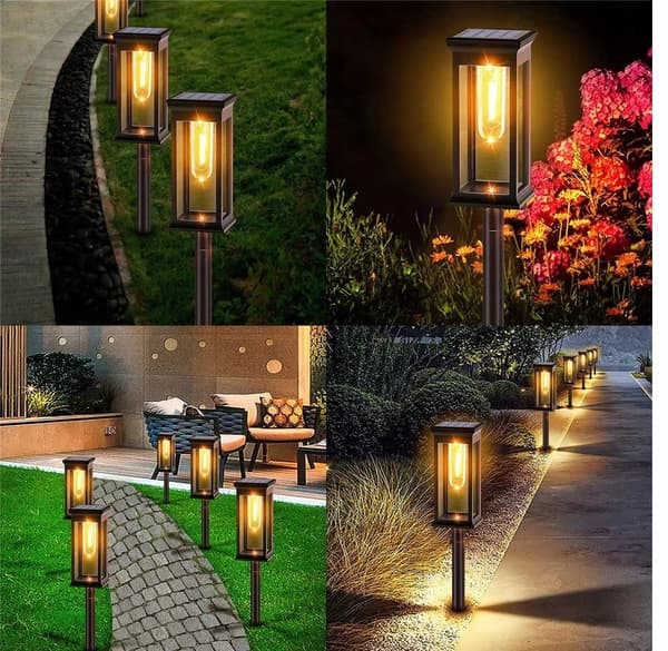 Solcellehavelamper, LED solcellelamper, 2 stk.