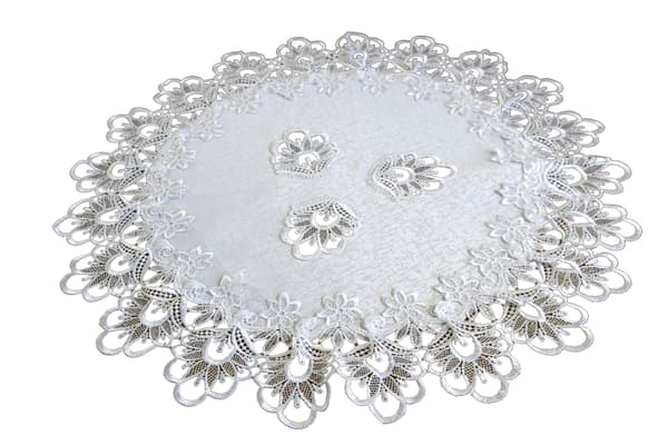 RUND SERVIET Hvid Med Guipureblonde Diameter 60