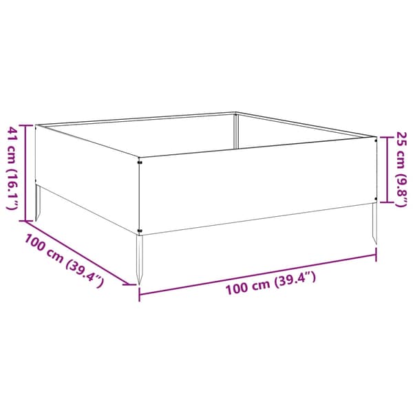 vidaXL højbed, sort, 100x100x25 cm, stål