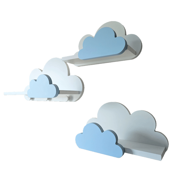 Cloud Shelves Set om 3 MOLI med galgar - Premium