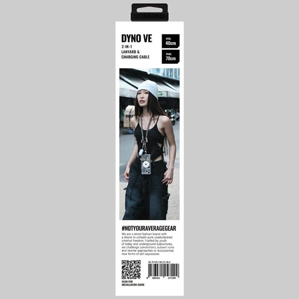 Universal telefonsnor 2-i-1 kabel Skinarma Dyno Ve USB-C/USB-C sort