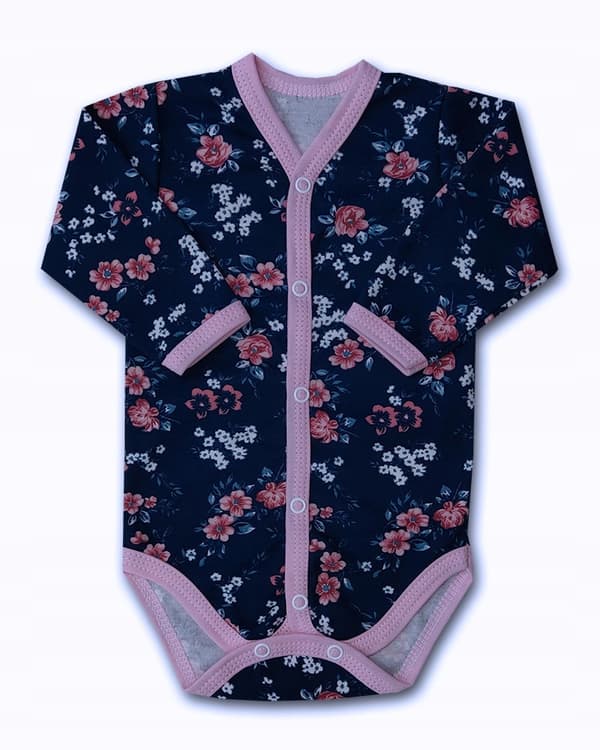 Bodysuit 86 barn långärmad dragkedja med blommönster