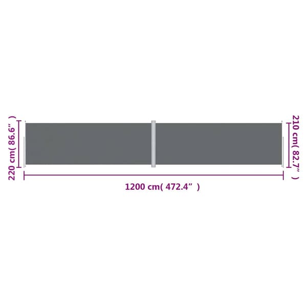vidaXL Utdragbar sidomarkis antracit 220 x 1200 cm