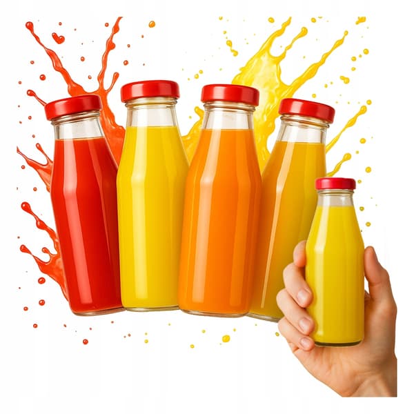 50x Juiceflaskor JUICE 200 ml GLASFLASKOR för juice med skruvkork 0,2 l