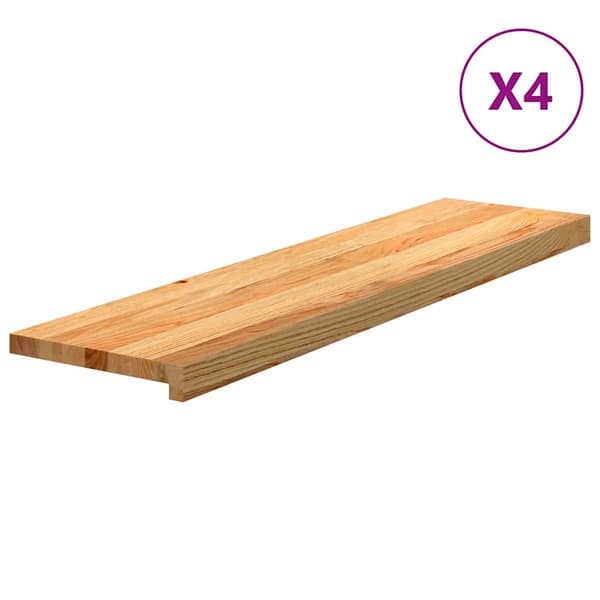 vidaXL trappetrin, 4 stk. brun 100x30x2 cm massivt egetræ