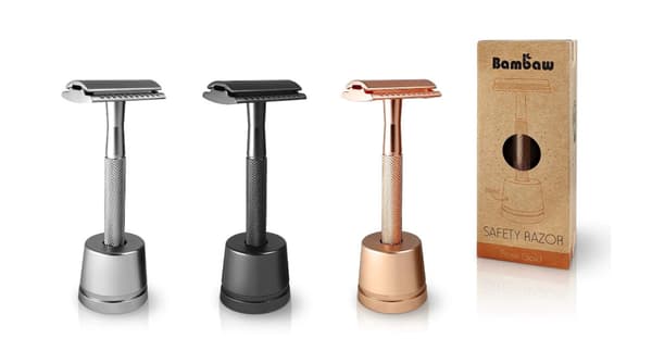Bambaw, återanvändbar rakapparat, ställ, silver