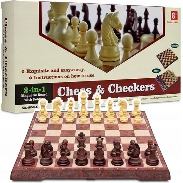 Magnetiskt schack 2 i 1 - schack och dam 31x31cm