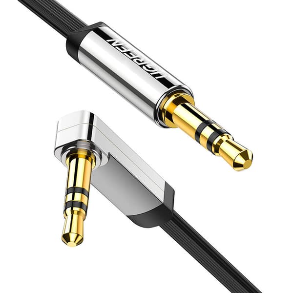 UGREEN AV119 vinklet 3,5 mm AUX mini-jack-kabel, fladt, 5 m (sort)