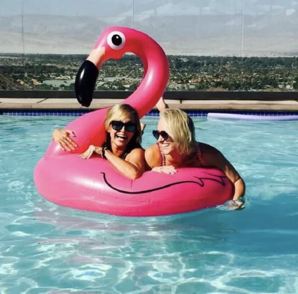 FLAMINGO OPPUSTELIG RING 90 CM TIL SVØMMEMADRAS POOL STRANDBAD PVC lyserød